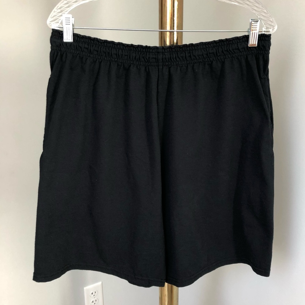 Fruit of the Loom Men’s Black Pull On Athletic Gym Shorts Pockets Size Large